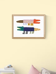 East End Prints Oak Crocodile and Alligator Wall Art Print by Min Pin - Image 1 of 2