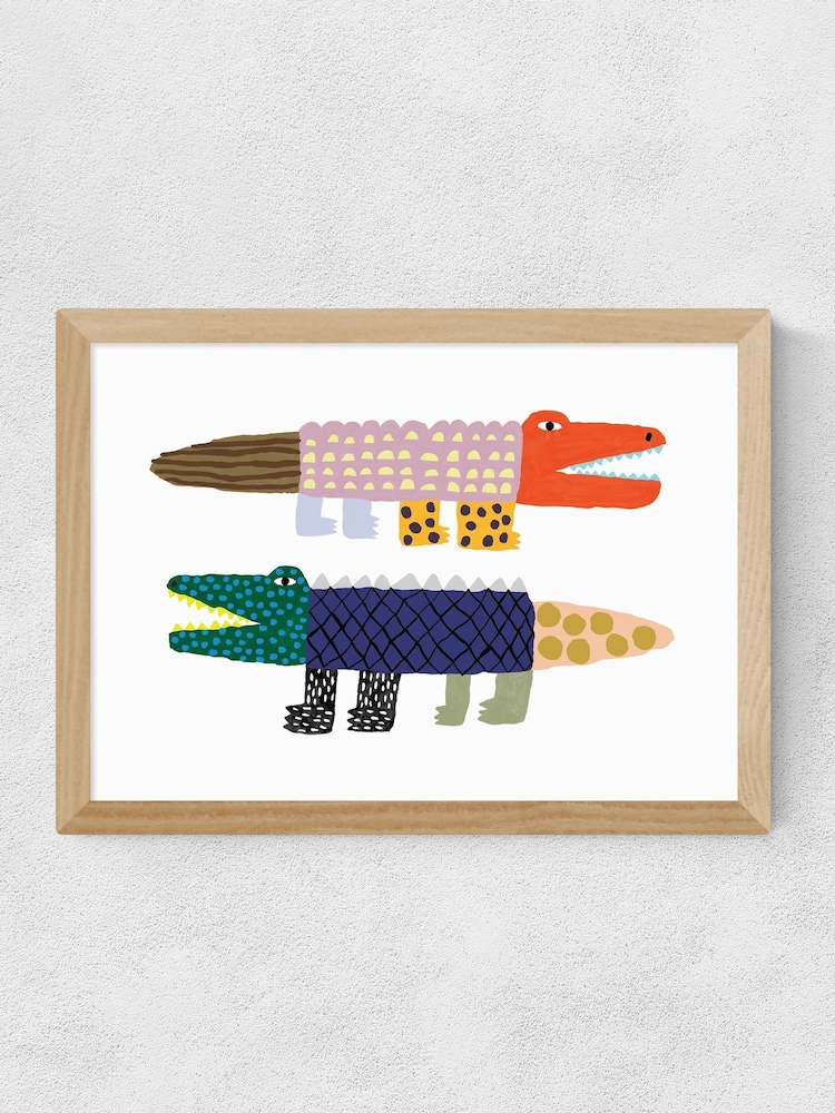 East End Prints Oak Crocodile and Alligator Wall Art Print by Min Pin - Image 2 of 2 East End Prints Oak Crocodile and Alligator Wall Art Print by Min Pin - Image 2 of 2