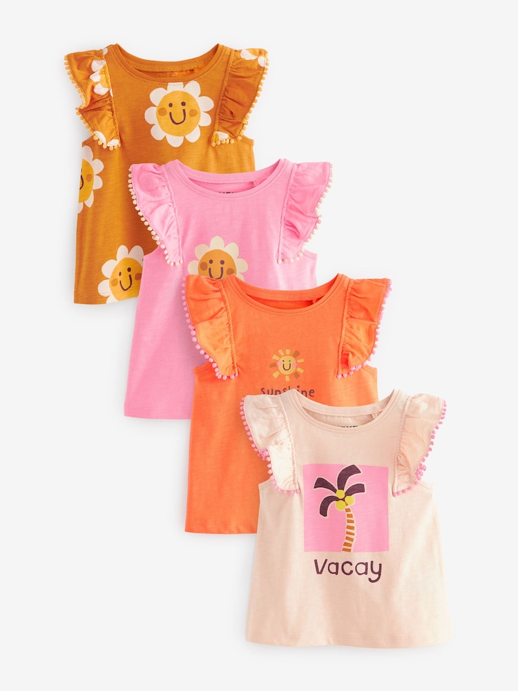 Rosa/Holiday/Palmendesign - Hemden aus 100 % Baumwolle im 4er-Pack (3Monate -7Jahre) - Bild 1 von 7
