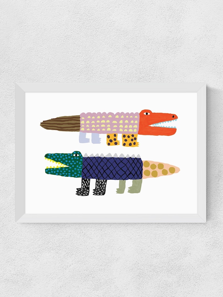East End Prints White Crocodile and Alligator Wall Art Print by Min Pin - Image 2 of 2 East End Prints White Crocodile and Alligator Wall Art Print by Min Pin - Image 2 of 2