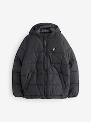 Lyle & Scott Black Longline Boys Puffer Jacket - Image 1 of 6