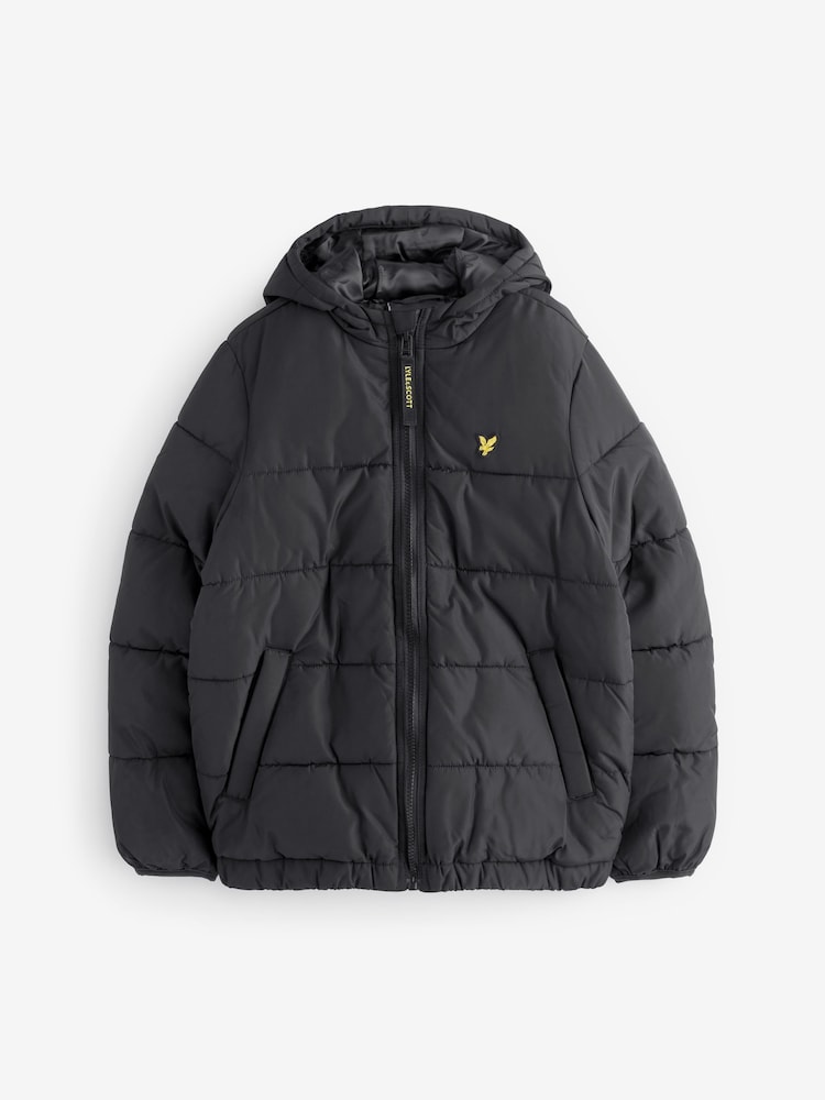 Lyle & Scott Black Longline Boys Puffer Jacket - Image 1 of 6