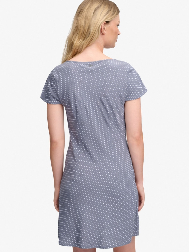 Superdry Blue Printed Sweetheart Short Sleeve Mini Dress - Image 2 of 6 Superdry Blue Printed Sweetheart Short Sleeve Mini Dress - Image 2 of 6