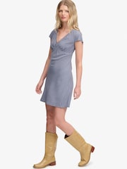 Superdry Blue Printed Sweetheart Short Sleeve Mini Dress - Image 4 of 6