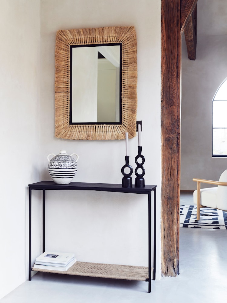 French Connection Metal/Jute Tatami Console Table - Image 2 of 7