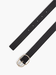Tommy Hilfiger Black Pebble Grain Leather Double Loop Belt - Image 2 of 7