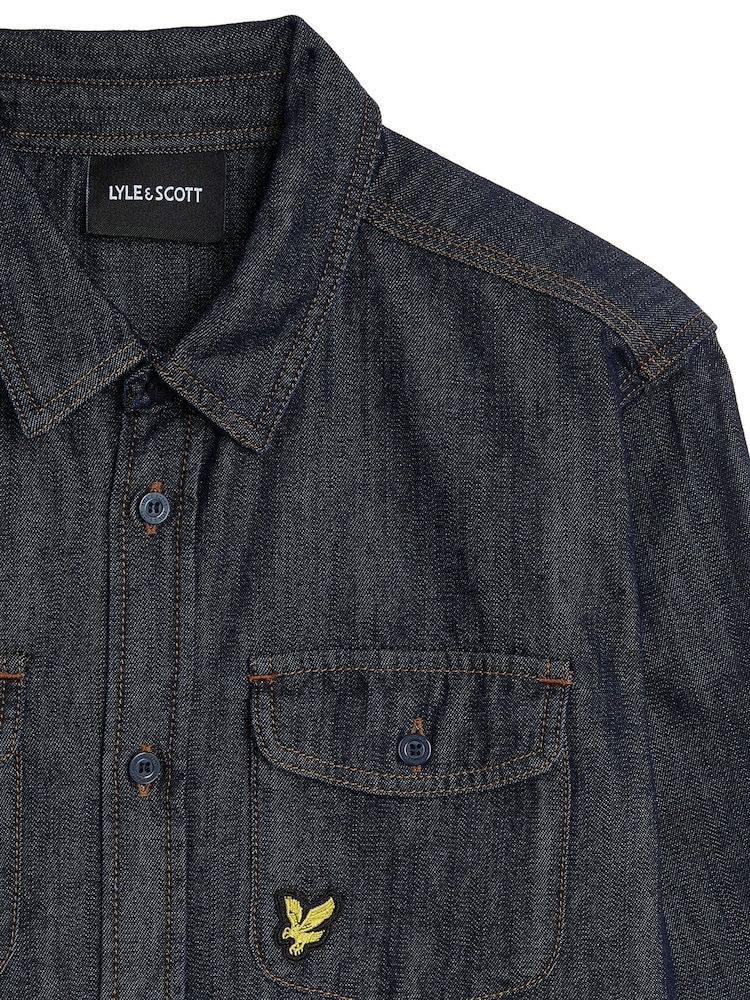 Lyle & Scott Blue Boys Mid Wash 100% Cotton Denim Shirt - Image 3 of 3