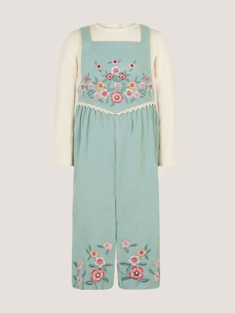 Monsoon Baby Top & Embroidered Corduroy Dungarees Set - 3এর মধ্যে 1 ছবি