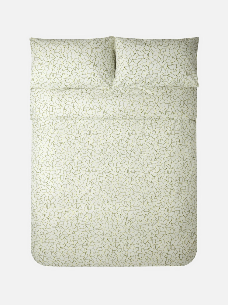 Jasper Conran London Set of 2 Green Leaves 200 Thread Count 100% Cotton Pillowcases - Image 2 of 4