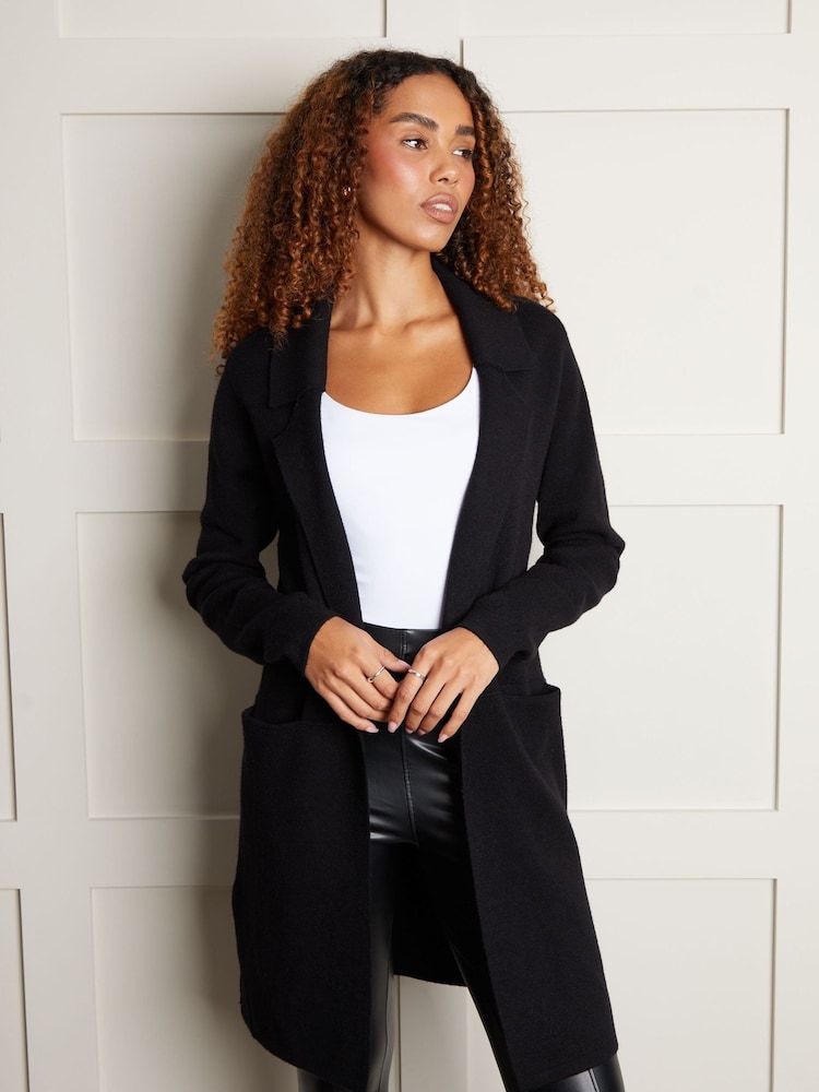 Threadbare Black Tailored Coatigan - Image 1 of 3