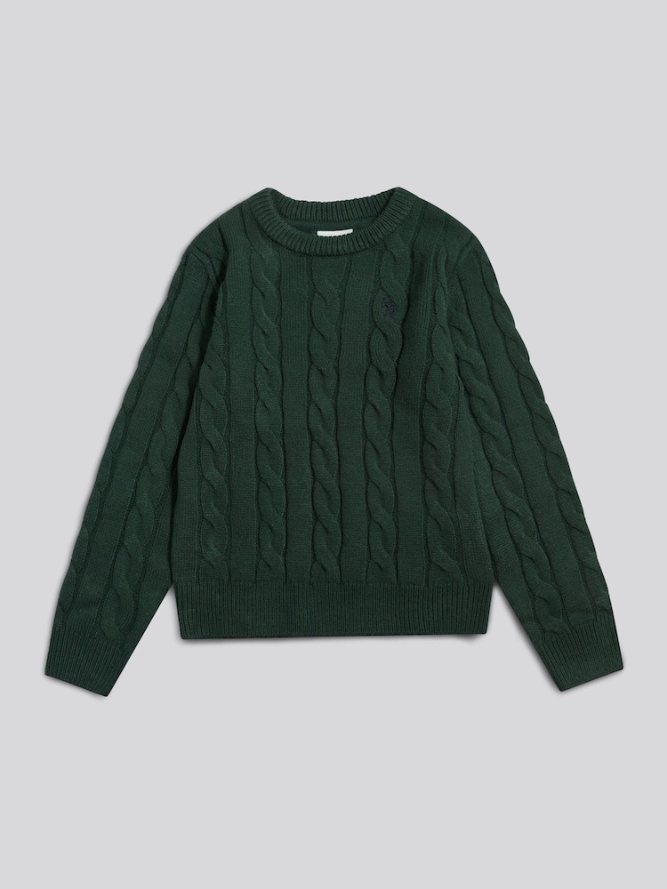 Zaļš - U.S. Polo Assn. Cable Knit Crew Neck Jumper - Attēls 1 no 2