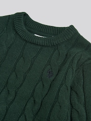 Zaļš - U.S. Polo Assn. Cable Knit Crew Neck Jumper - Attēls 2 no 2