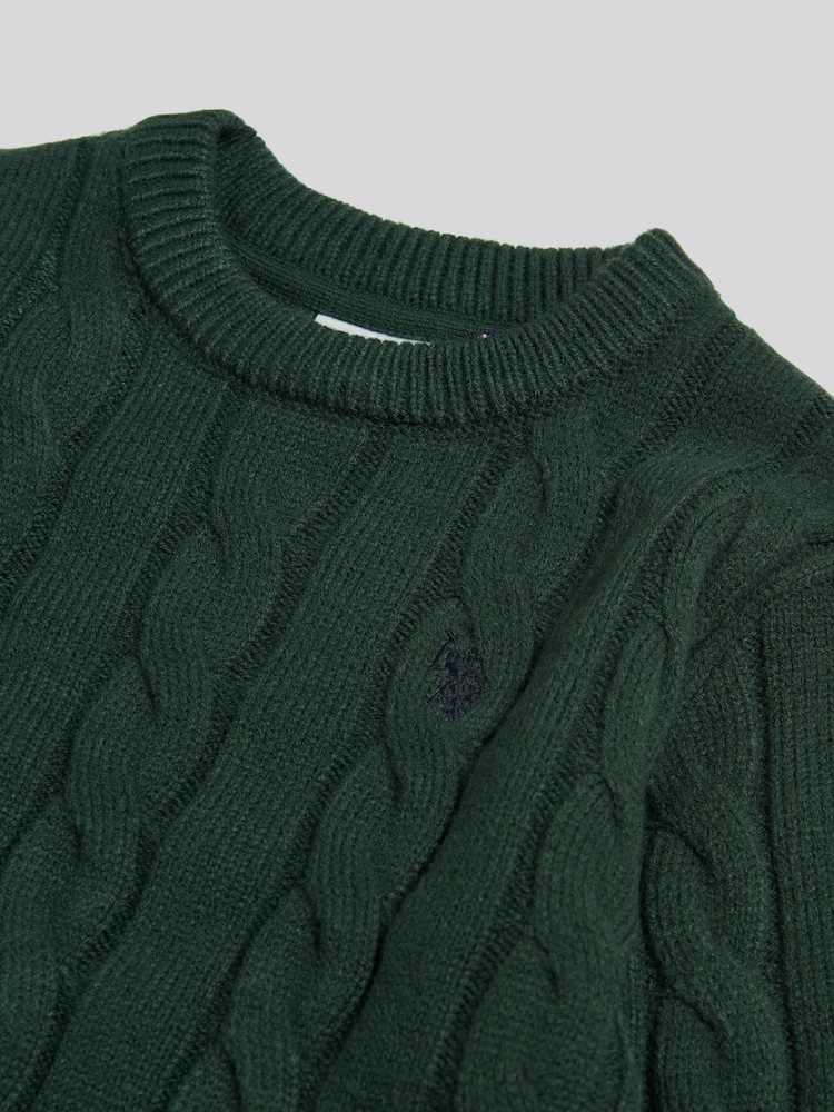 Zaļš - U.S. Polo Assn. Cable Knit Crew Neck Jumper - Attēls 2 no 2