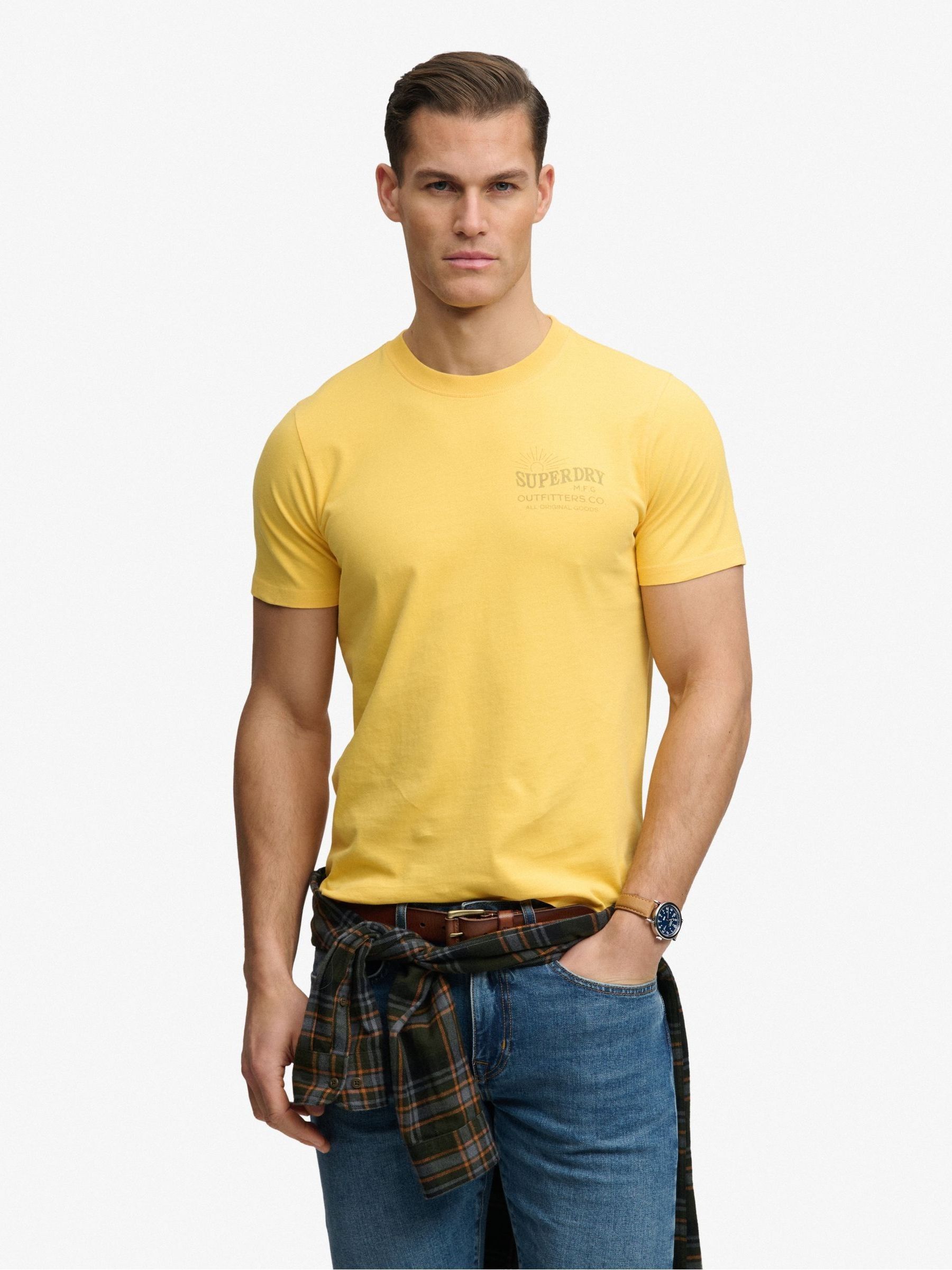 Superdry Men's Yellow T-Shirt Outdoors Mountain - Image 2