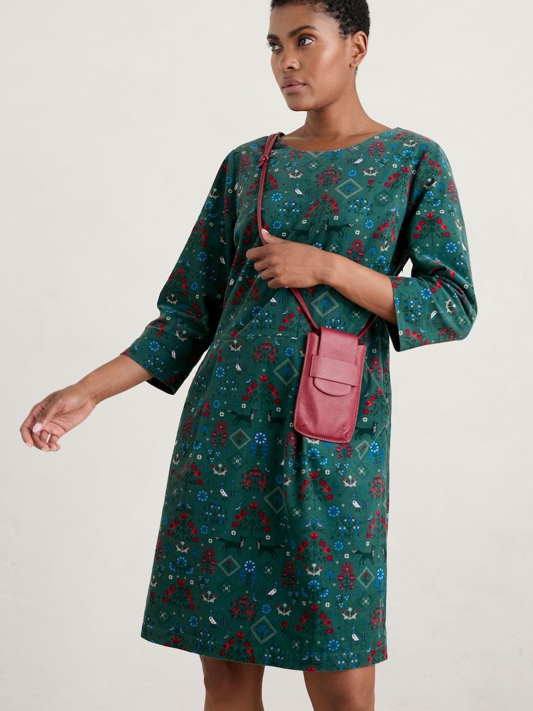 Seasalt Cornwall Green High Key Needlecord Dress - Image 1 of 5