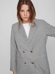 VILA Black & White Dogtooth Double Breasted Relaxed Fit Blazer - Image 5 of 6
