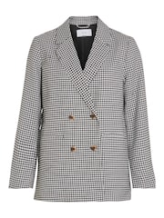 VILA Black & White Dogtooth Double Breasted Relaxed Fit Blazer - Image 6 of 6