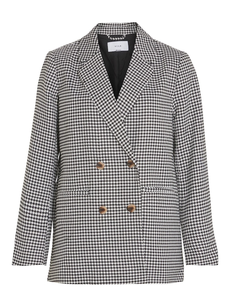 VILA Black & White Dogtooth Double Breasted Relaxed Fit Blazer - Image 6 of 6 VILA Black & White Dogtooth Double Breasted Relaxed Fit Blazer - Image 6 of 6