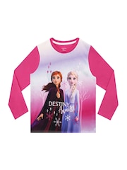Character Pink Pink Disney Frozen Snowflake Long Sleeved Girls Pyjama Set - Image 2 of 5