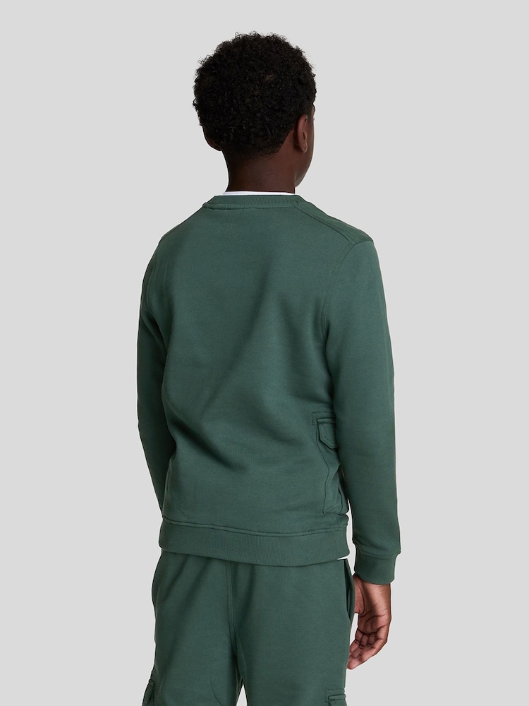 Lyle & Scott Green Boys Utility Cargo Jersey 100% Cotton Sweatshirt - Image 2 of 6