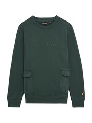 Lyle & Scott Green Boys Utility Cargo Jersey 100% Cotton Sweatshirt - Image 5 of 6