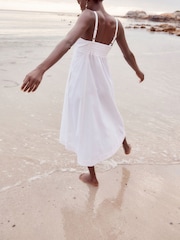 Ecru - Midi-Sommerkleid mit Trägern - Bild 2 von 7