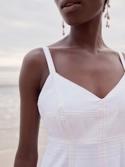 Ecru - Midi-Sommerkleid mit Trägern - Bild 4 von 7