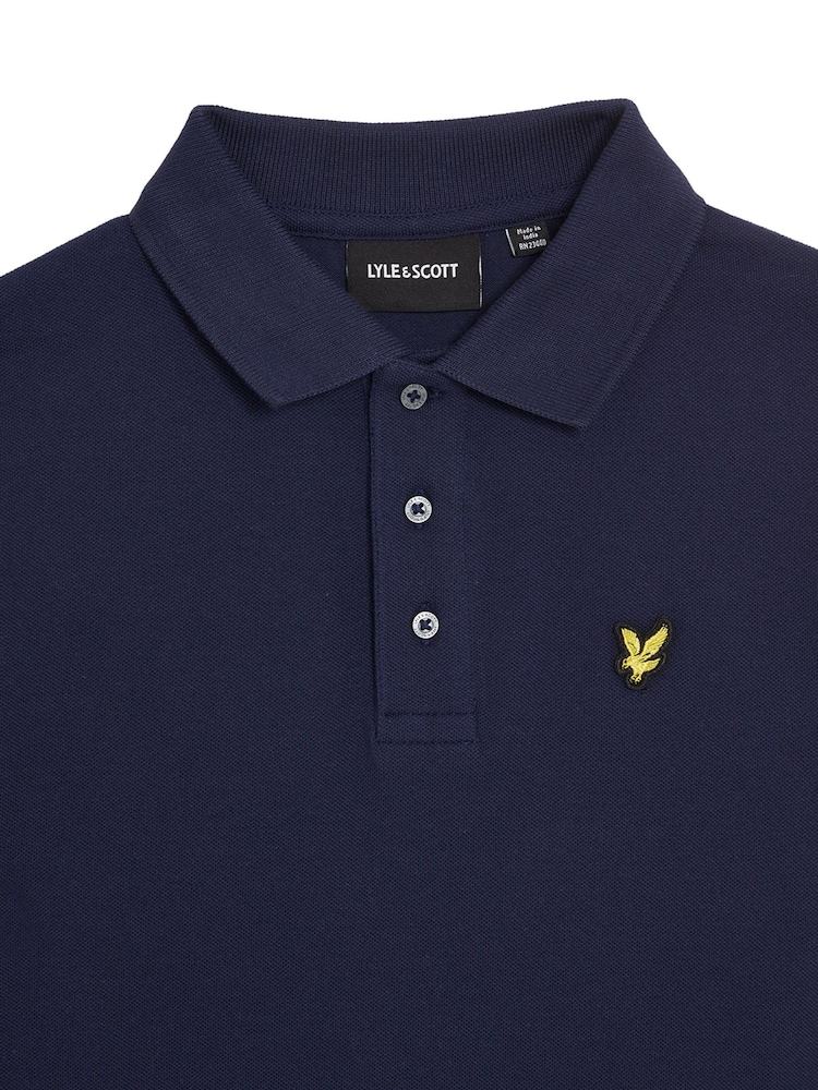 Lyle & Scott Navy Blue Long Sleeve Boys Polo Shirt - Image 2 of 5