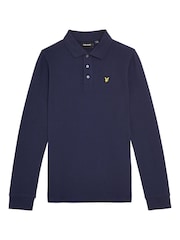 Lyle & Scott Navy Blue Long Sleeve Boys Polo Shirt - Image 4 of 5