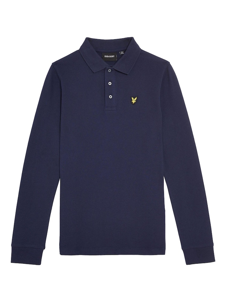 Lyle & Scott Navy Blue Long Sleeve Boys Polo Shirt - Image 5 of 5