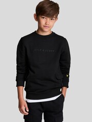 Lyle & Scott Black Boys Utility Cargo Jersey 100% Cotton Sweatshirt - Image 1 of 5