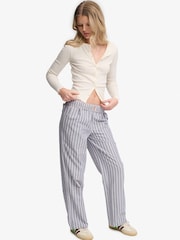 Superdry Blue Cotton Stripe Trousers - Image 3 of 8