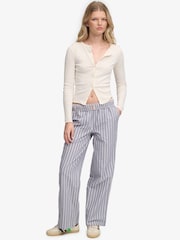 Superdry Blue Cotton Stripe Trousers - Image 6 of 8