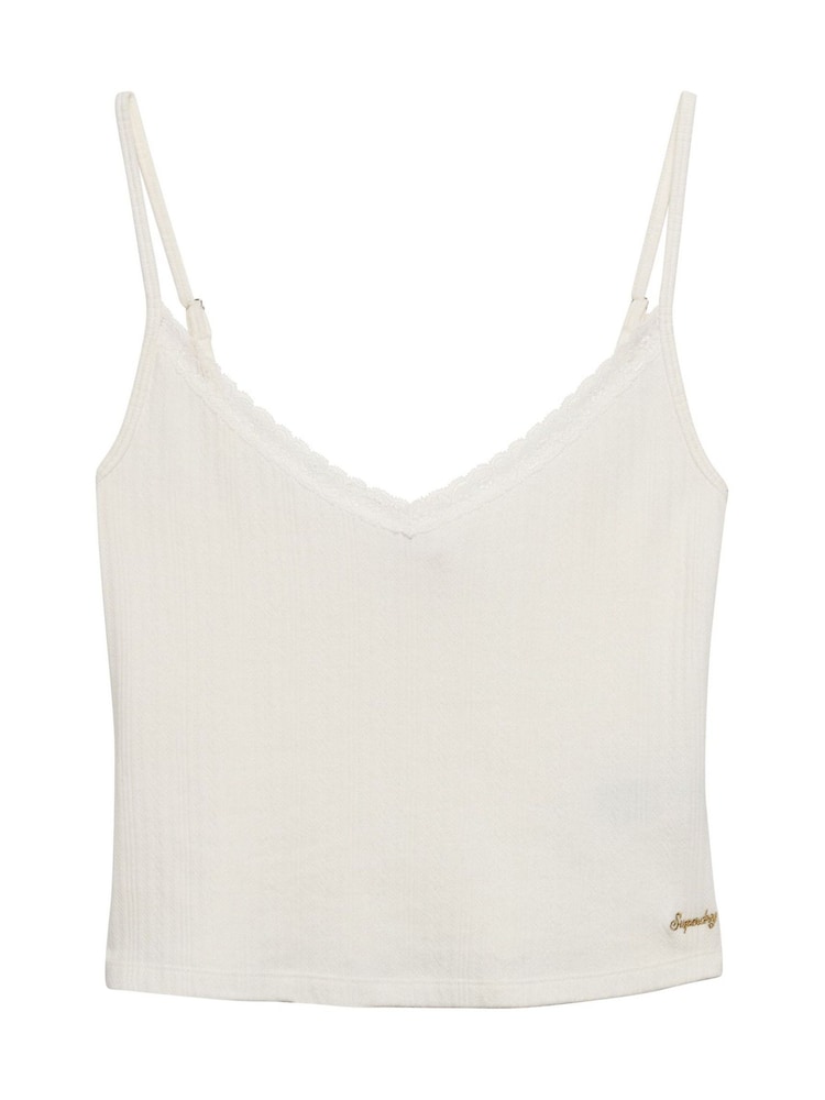 Superdry Athletic Essentials V-Neck Pointelle Cami Top - Image 1 of 2