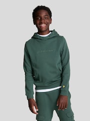 Lyle & Scott Green Boys Logo Tape 100% Cotton Hoodie - Image 1 of 6