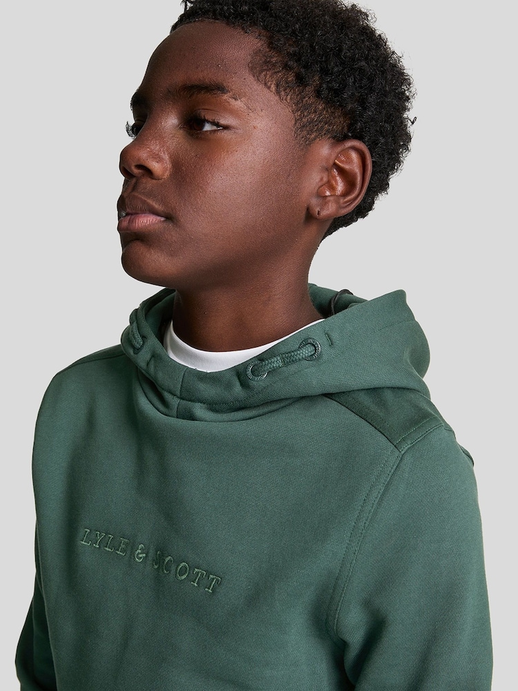 Lyle & Scott Green Boys Logo Tape 100% Cotton Hoodie - Image 2 of 6