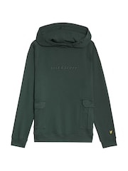 Lyle & Scott Green Boys Logo Tape 100% Cotton Hoodie - Image 6 of 6