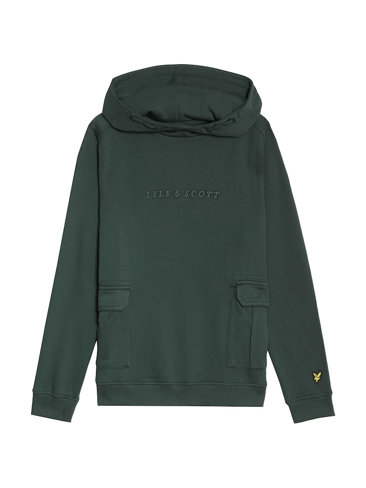 Lyle & Scott Green Boys Logo Tape 100% Cotton Hoodie - Image 6 of 6