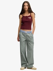 Superdry Green Mini Check Cotton Trousers - Image 1 of 7