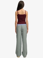 Superdry Green Mini Check Cotton Trousers - Image 4 of 7