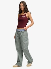Superdry Green Mini Check Cotton Trousers - Image 5 of 7
