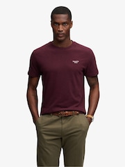Superdry Burgundy Red Essential Stacked Logo Embroidered T-Shirt - Image 1 of 5