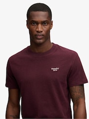 Superdry Burgundy Red Essential Stacked Logo Embroidered T-Shirt - Image 4 of 5