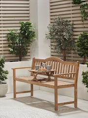 Pacific Brown Richmond Light Teak Acacia Wood Bench With Pop Up Table - Image 1 of 2