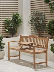 Pacific Brown Richmond Light Teak Acacia Wood Bench With Pop Up Table - Image 2 of 2