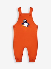 JoJo Maman Bébé Orange Puffin Boys' Sausage Dog Appliqué Pocket Dungarees & Top Set - Image 2 of 5