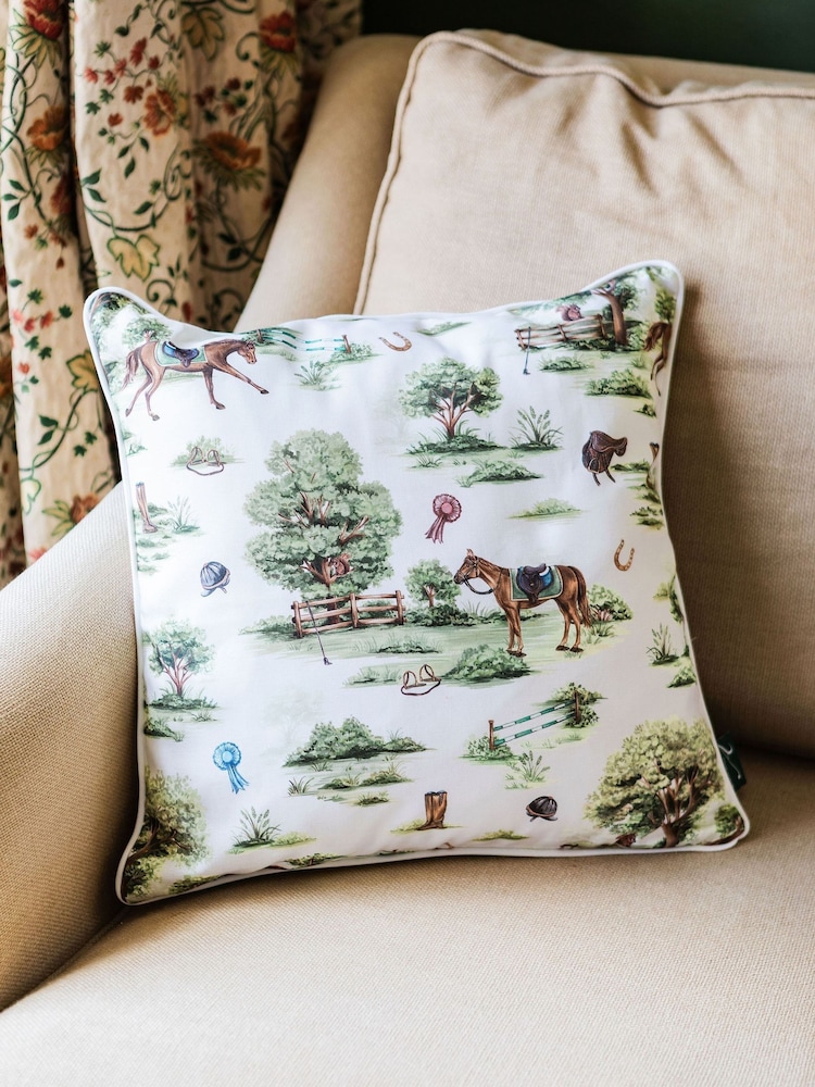 Avalon Home Green Horse Girl Chic Cushion Cover 45x45cm - Image 2 of 5 Avalon Home Green Horse Girl Chic Cushion Cover 45x45cm - Image 2 of 5