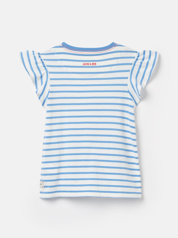Joules Girls' Flutter Astra Blue Short Sleeve Artwork T-Shirt - Image 2 of 7