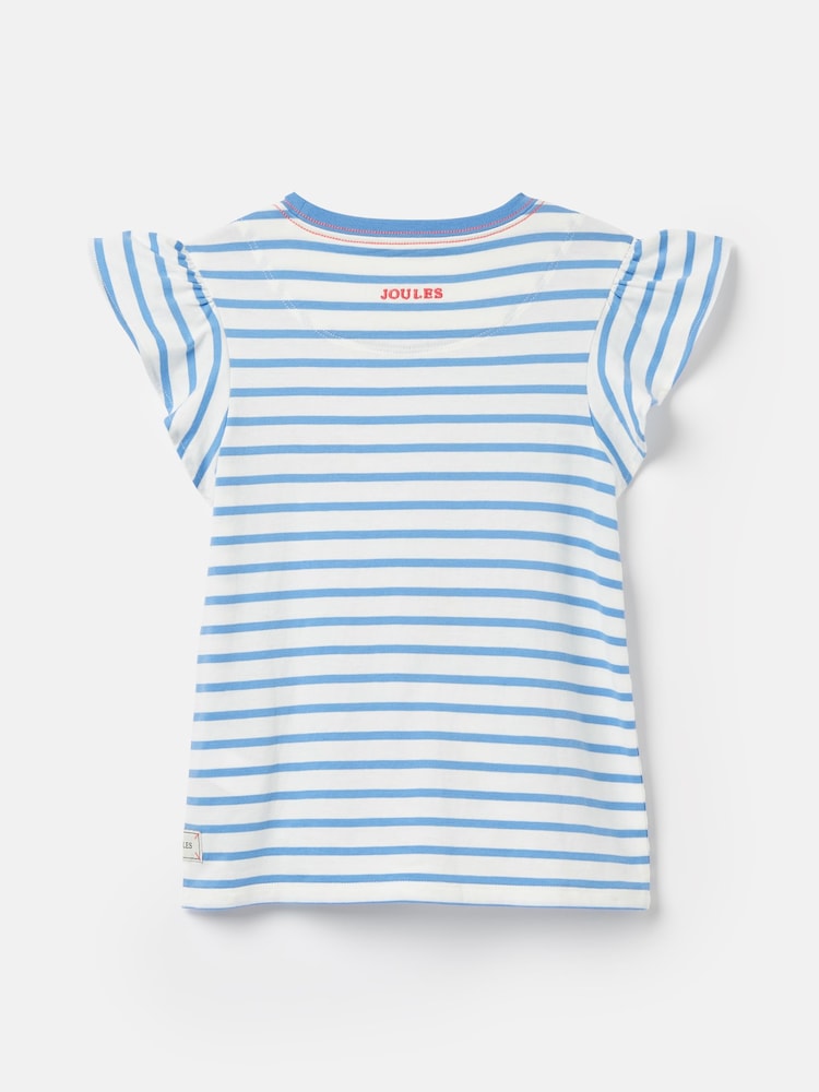Joules Girls' Flutter Astra Blue Short Sleeve Artwork T-Shirt - Image 2 of 7 Joules Girls' Flutter Astra Blue Short Sleeve Artwork T-Shirt - Image 2 of 7