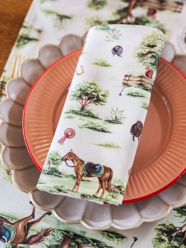 Avalon Home Set of 2 Green Horse Girl Chic Napkins - Image 6 of 6 Avalon Home Set of 2 Green Horse Girl Chic Napkins - Image 6 of 6